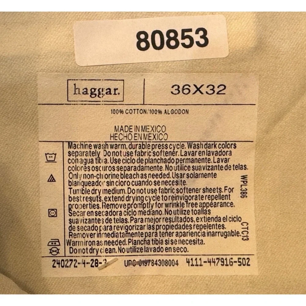 Haggar Freedom Khaki Mens 36x32 Navy Blue Plain Front Cotton Stain Resistant New